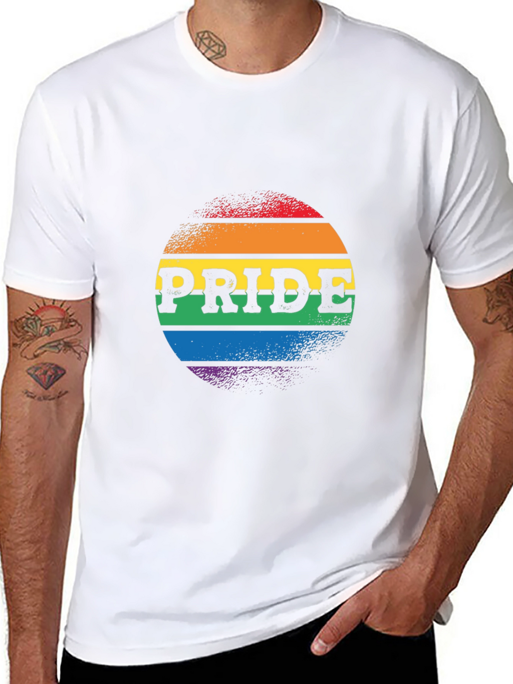 Pride Rainbow Graphic Tee - Black
