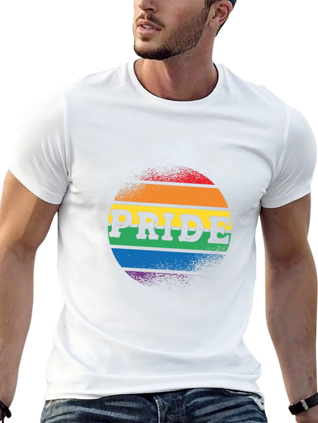 Pride Rainbow Graphic Tee - Black