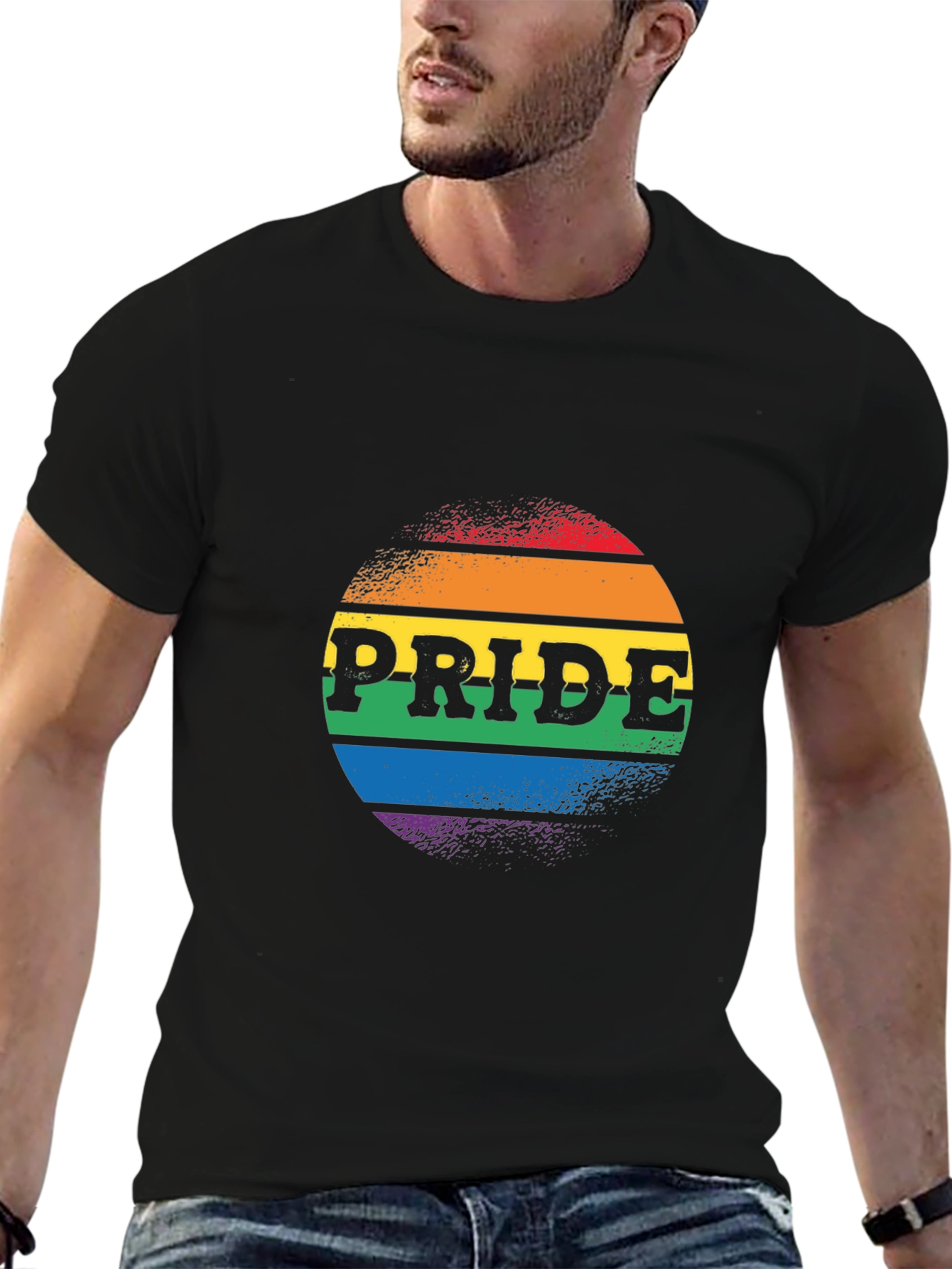 Pride Rainbow Graphic Tee - Black