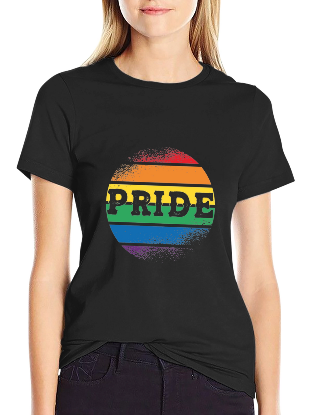 Pride Rainbow Graphic Tee - Black