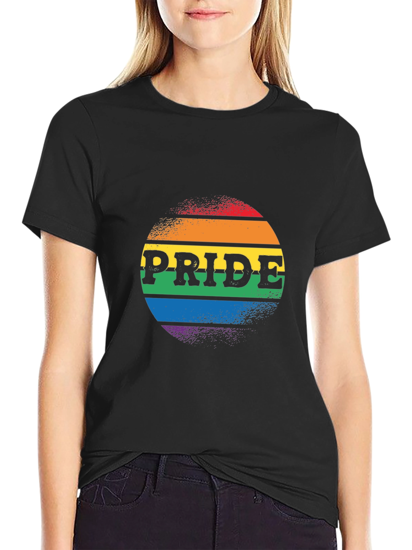 Pride Rainbow Graphic Tee - Black