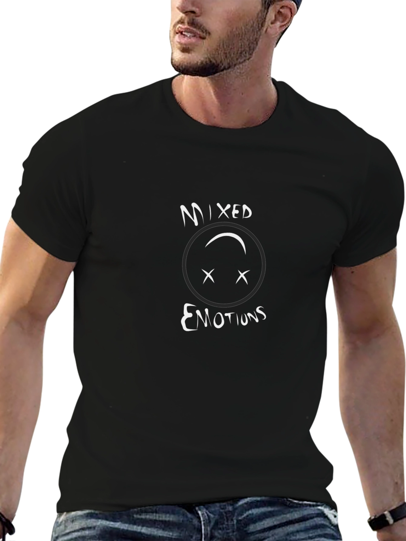 Mixed Emotions Graphic Tee - Soft Black Cotton