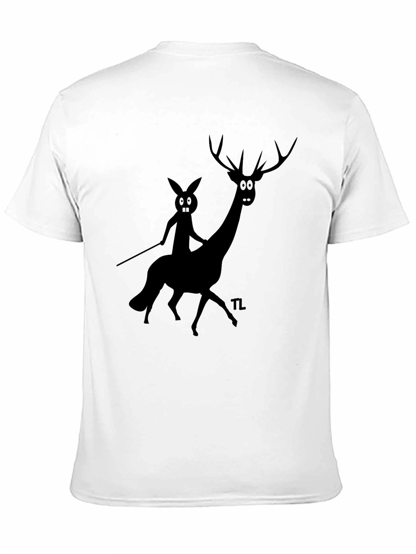 Novelty Graphic Tee - Cartoon Deer & Rider