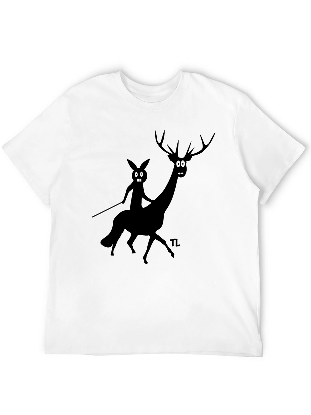 Novelty Graphic Tee - Cartoon Deer & Rider