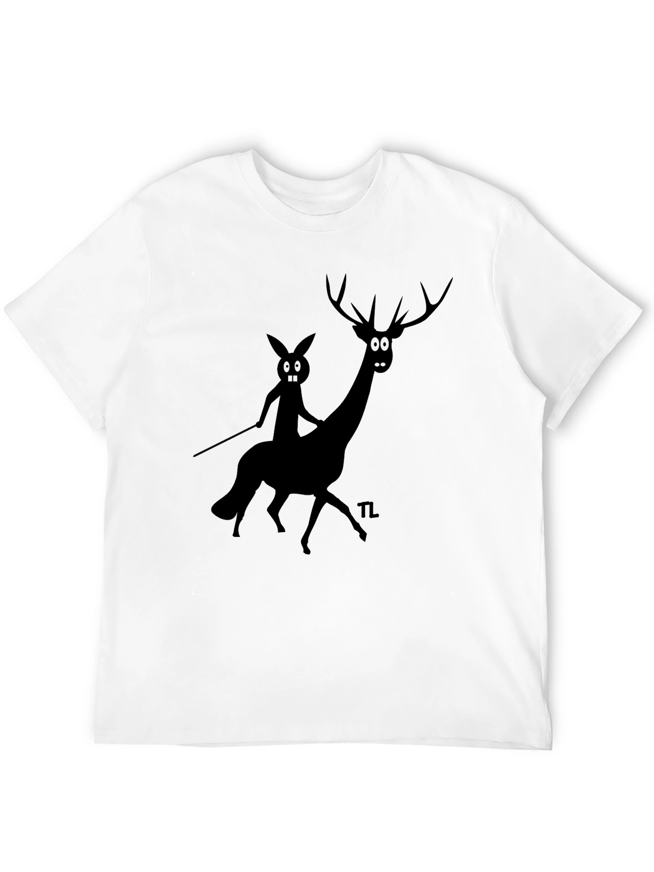 Novelty Graphic Tee - Cartoon Deer & Rider