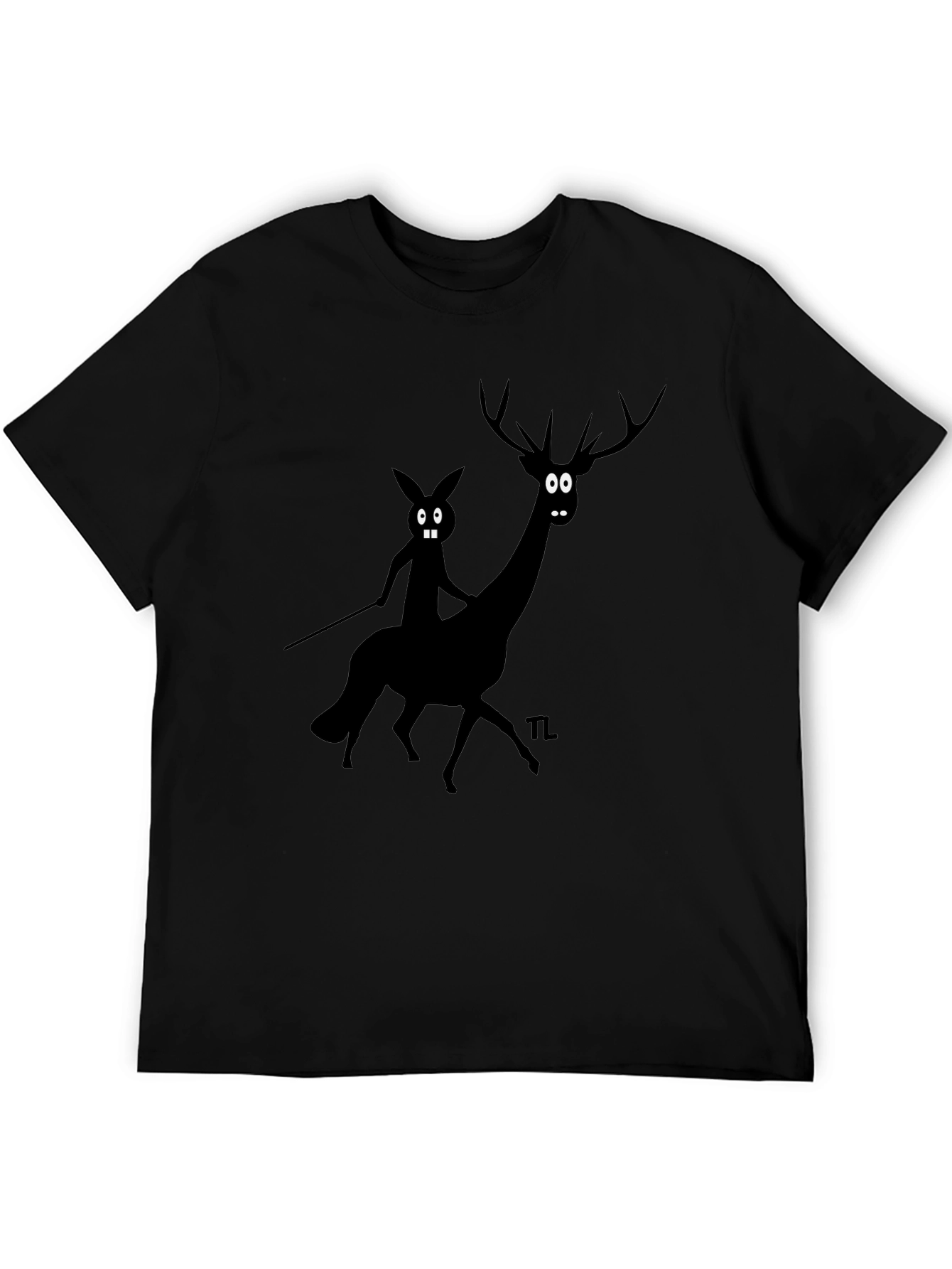 Novelty Graphic Tee - Cartoon Deer & Rider