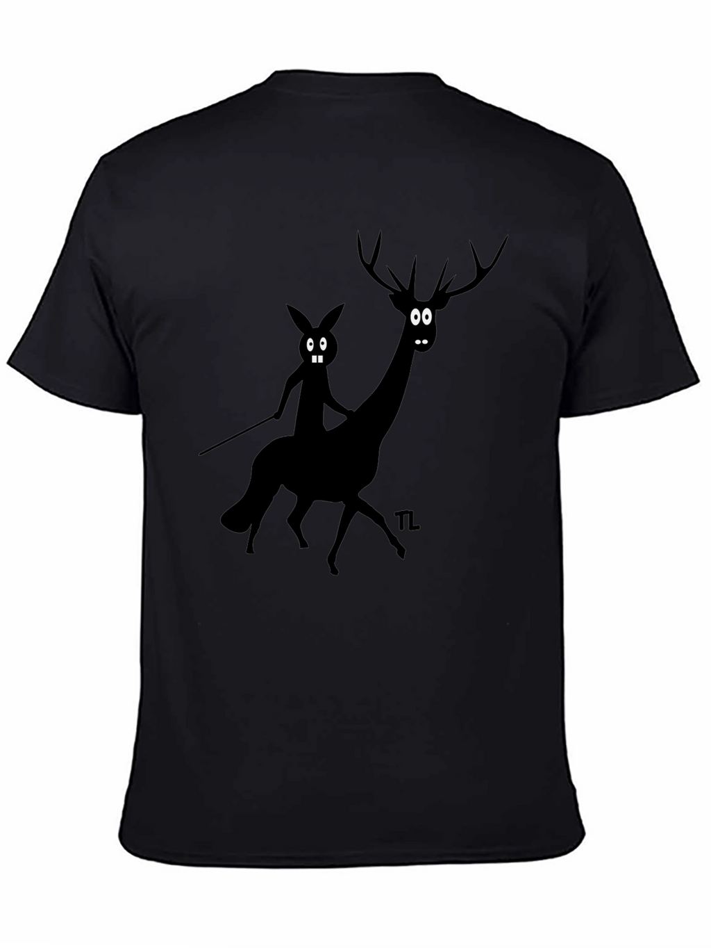 Novelty Graphic Tee - Cartoon Deer & Rider