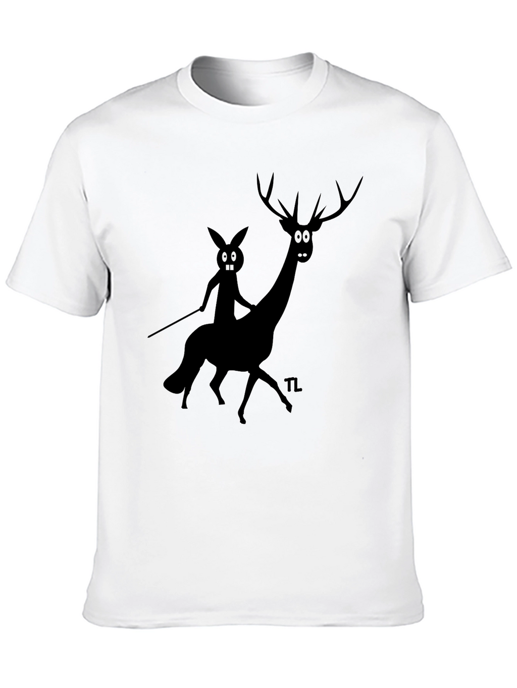 Novelty Graphic Tee - Cartoon Deer & Rider
