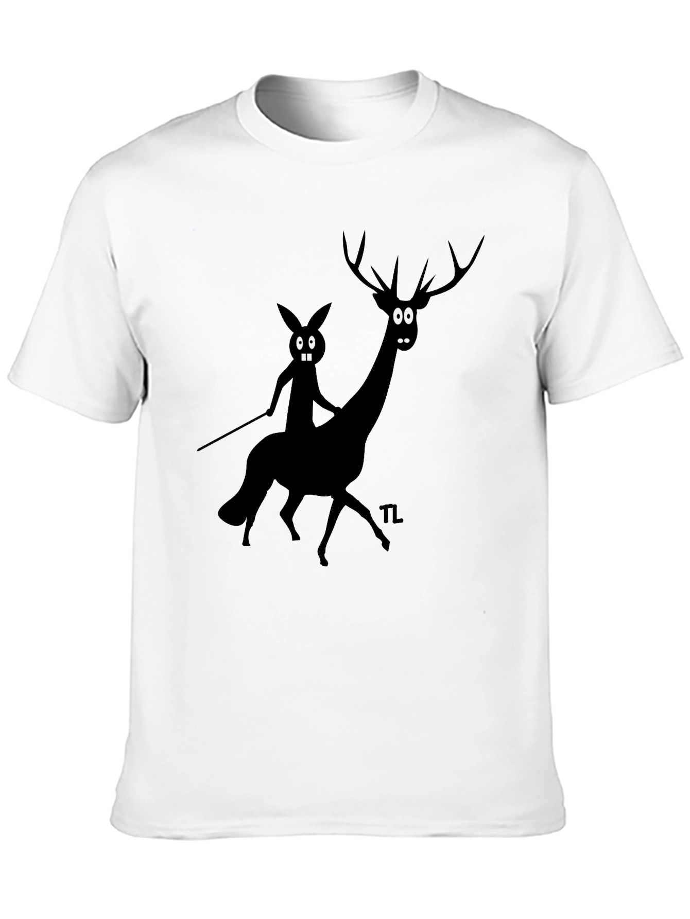 Novelty Graphic Tee - Cartoon Deer & Rider
