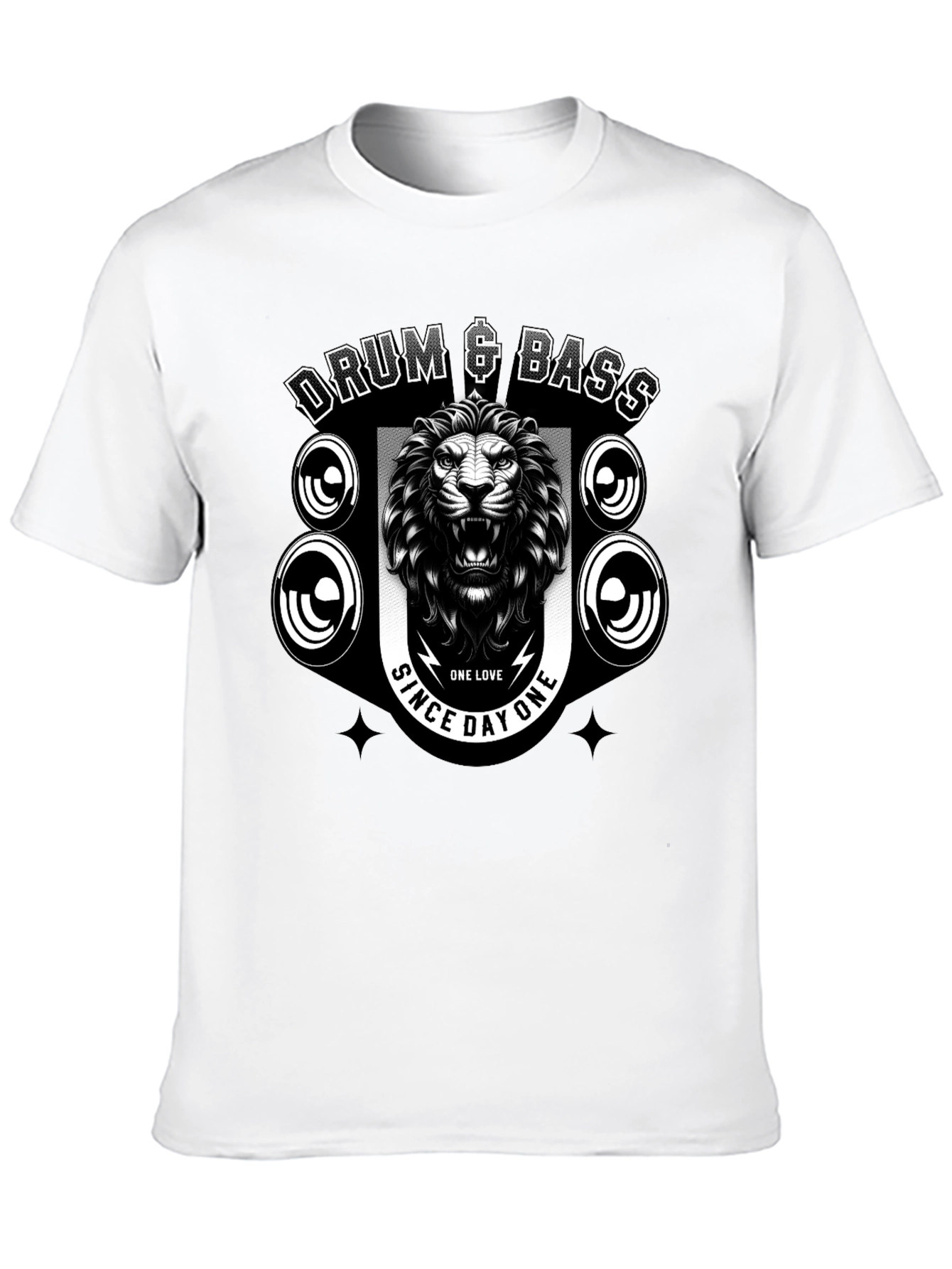 Drum & Bass Lion Graphic Black T-Shirt
