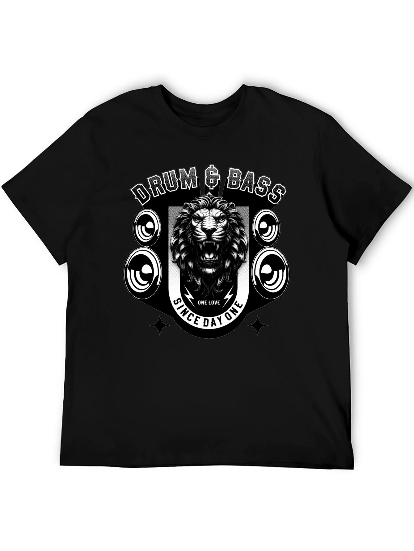 Drum & Bass Lion Graphic Black T-Shirt