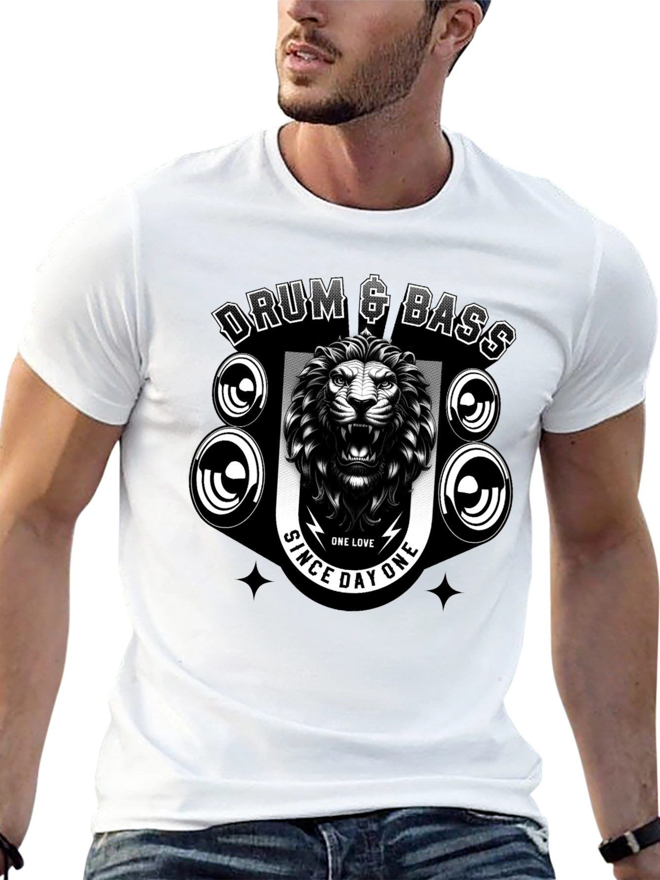 Drum & Bass Lion Graphic Black T-Shirt