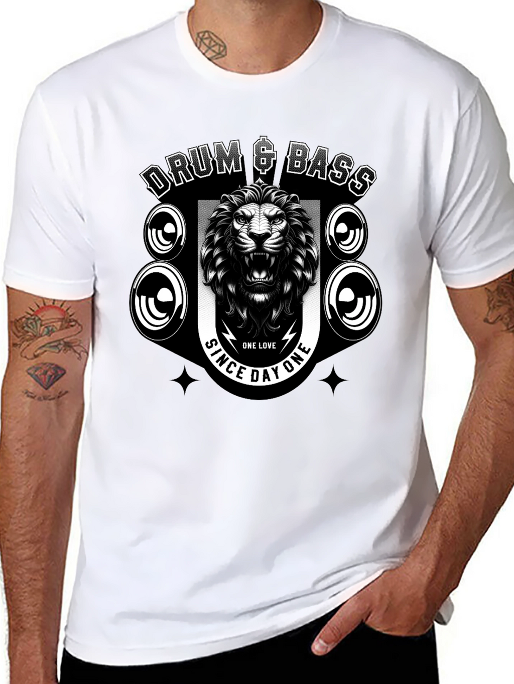 Drum & Bass Lion Graphic Black T-Shirt