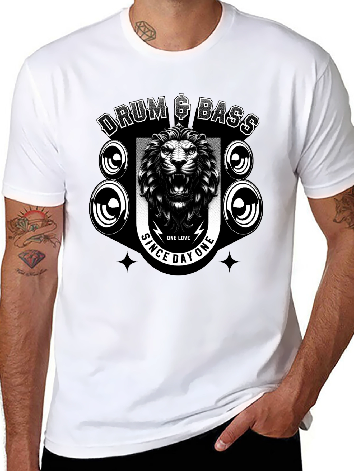 Drum & Bass Lion Graphic Black T-Shirt