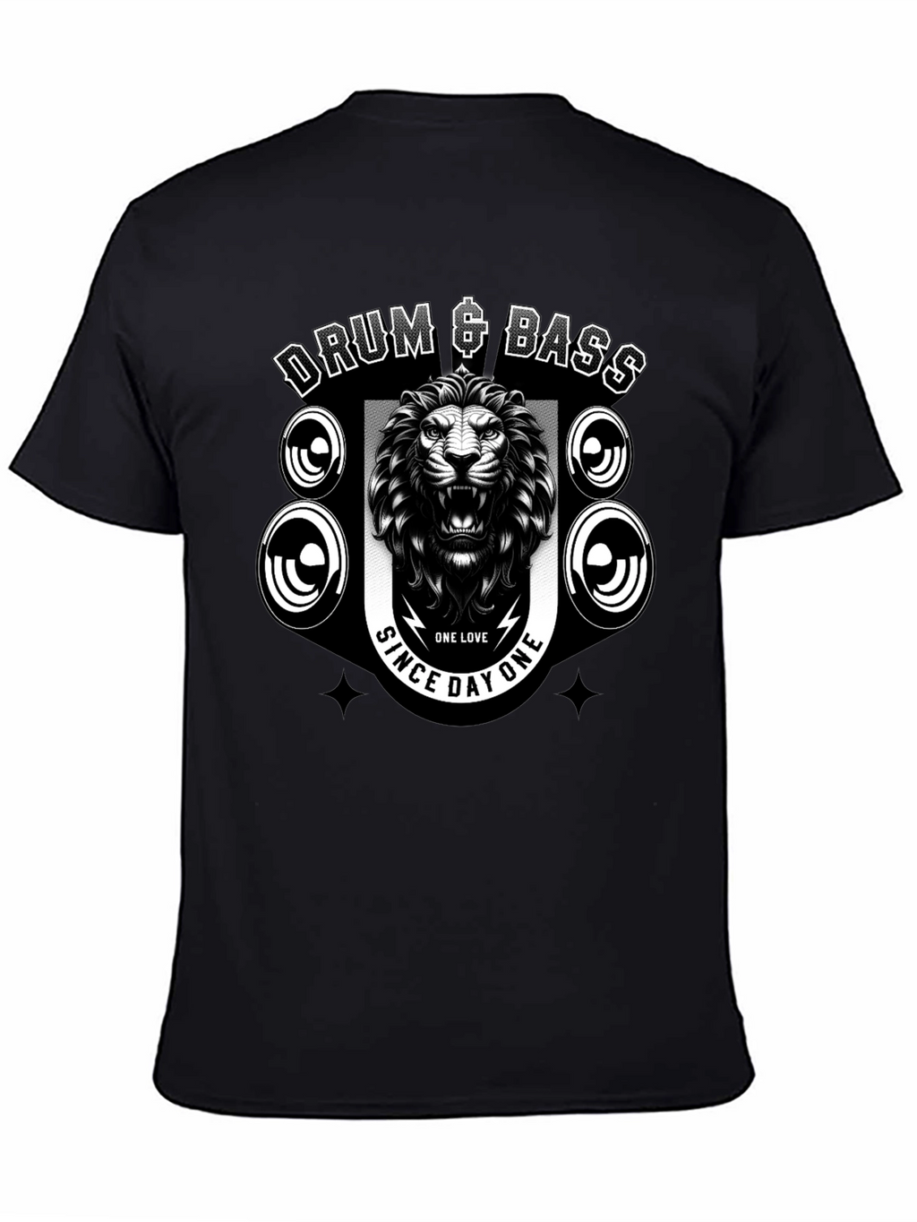 Drum & Bass Lion Graphic Black T-Shirt