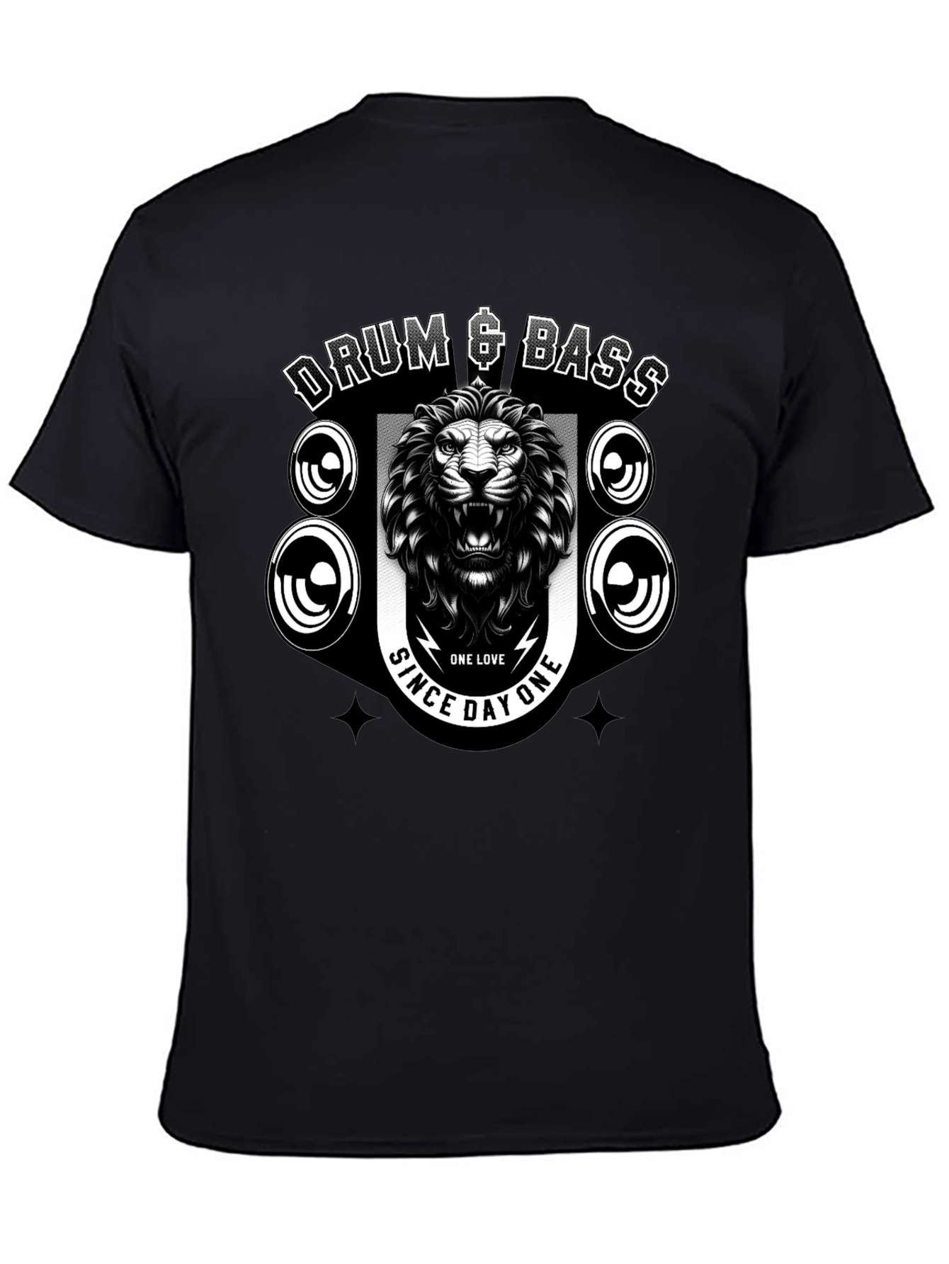 Drum & Bass Lion Graphic Black T-Shirt