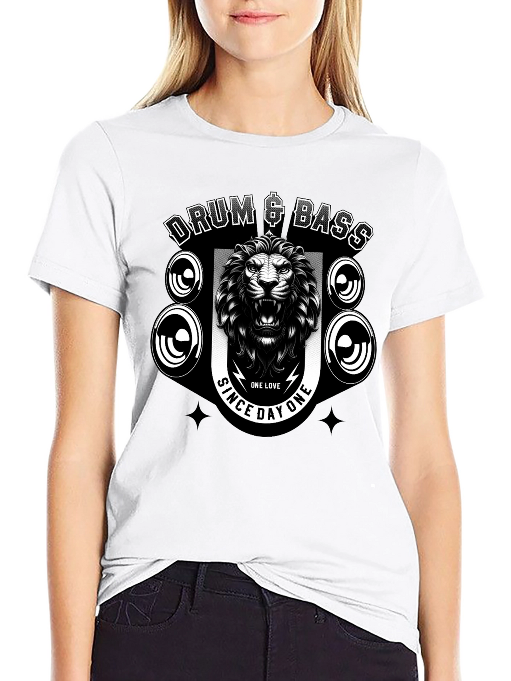 Drum & Bass Lion Graphic Black T-Shirt