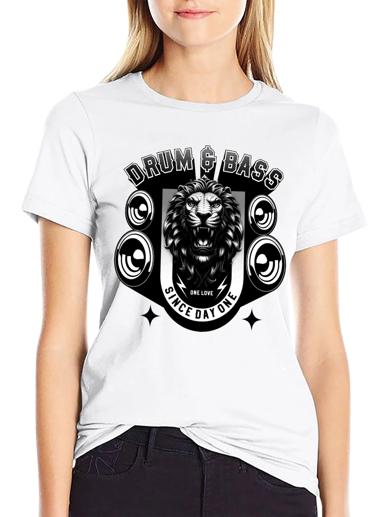 Drum & Bass Lion Graphic Black T-Shirt