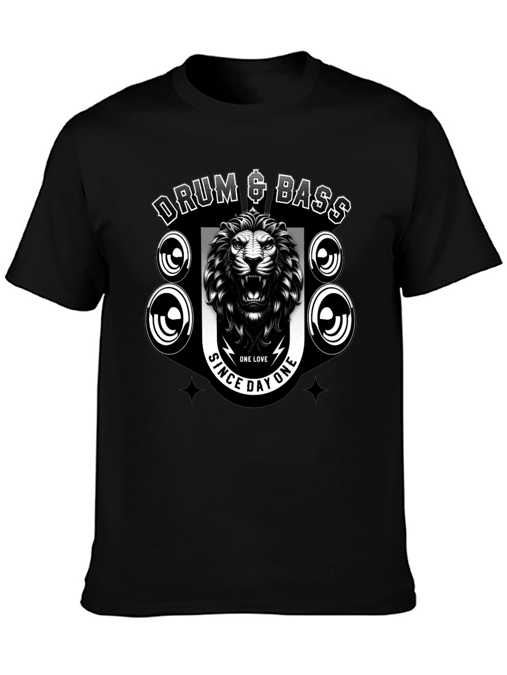 Drum & Bass Lion Graphic Black T-Shirt