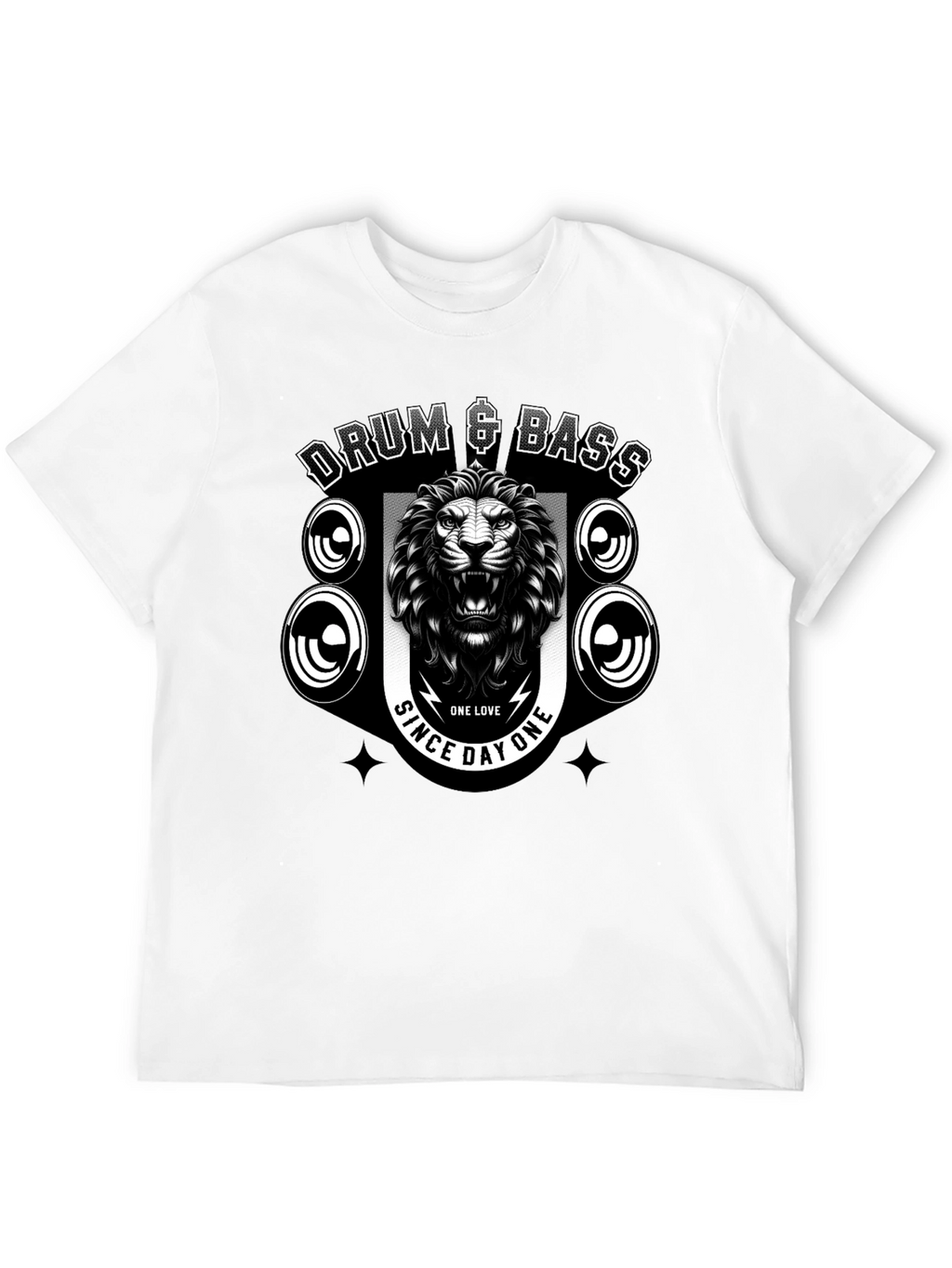Drum & Bass Lion Graphic Black T-Shirt