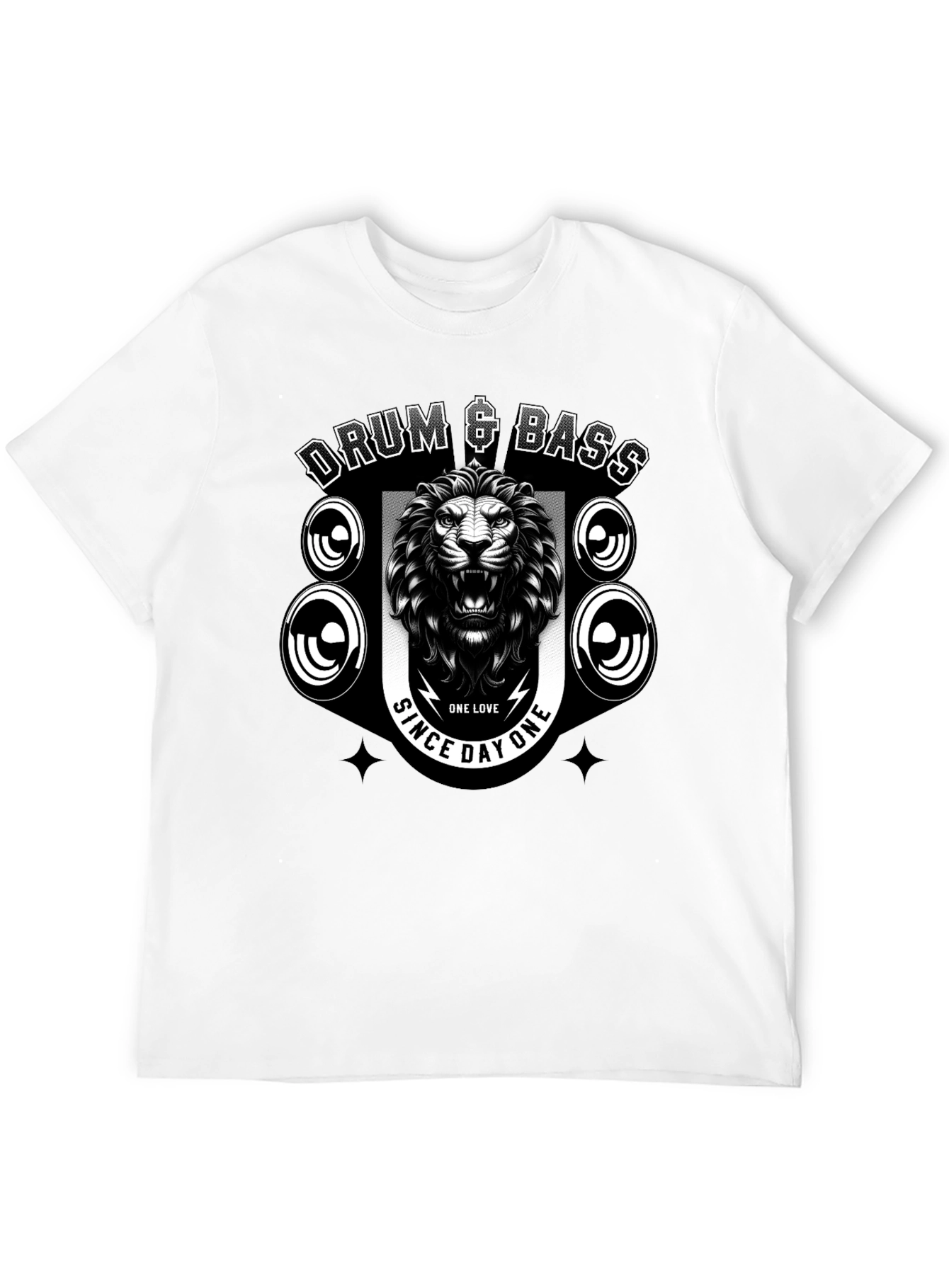 Drum & Bass Lion Graphic Black T-Shirt
