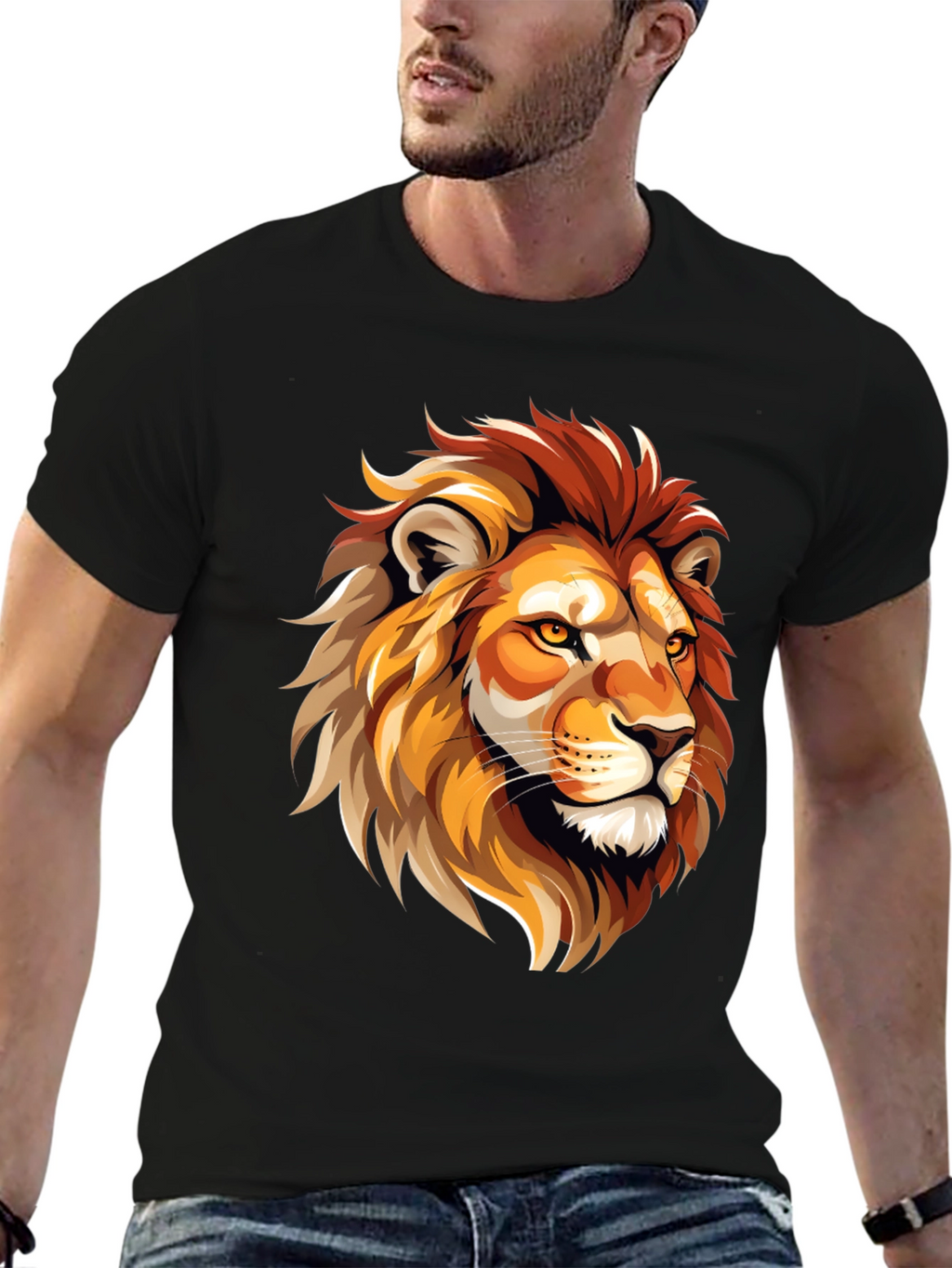 Lion Graphic Tee - Bold Animal Print T-Shirt