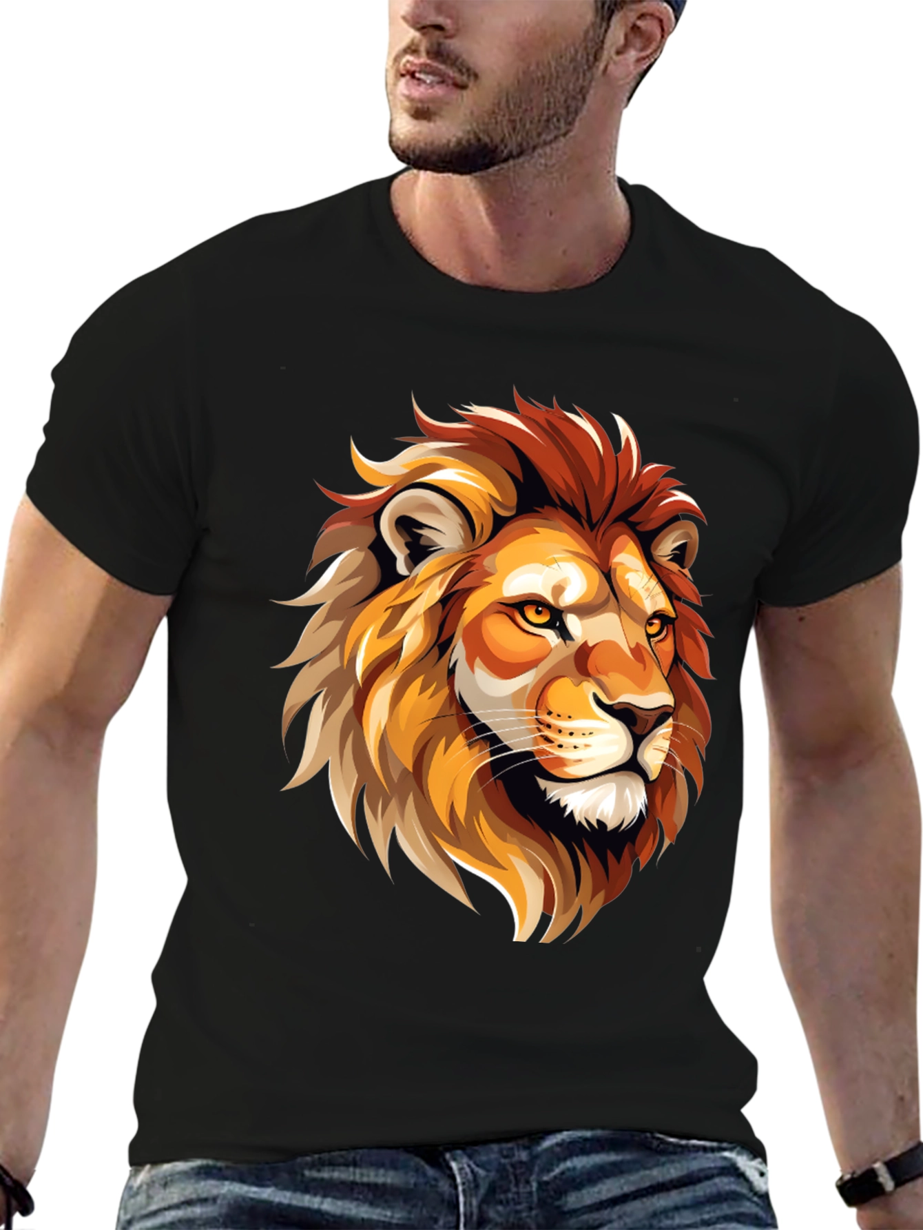 Lion Graphic Tee - Bold Animal Print T-Shirt