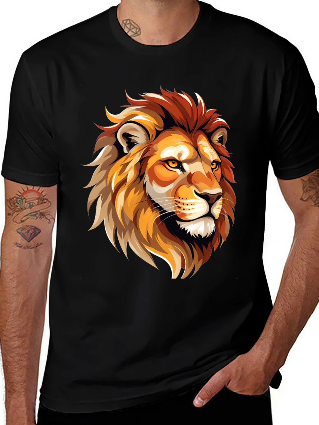 Lion Graphic Tee - Bold Animal Print T-Shirt