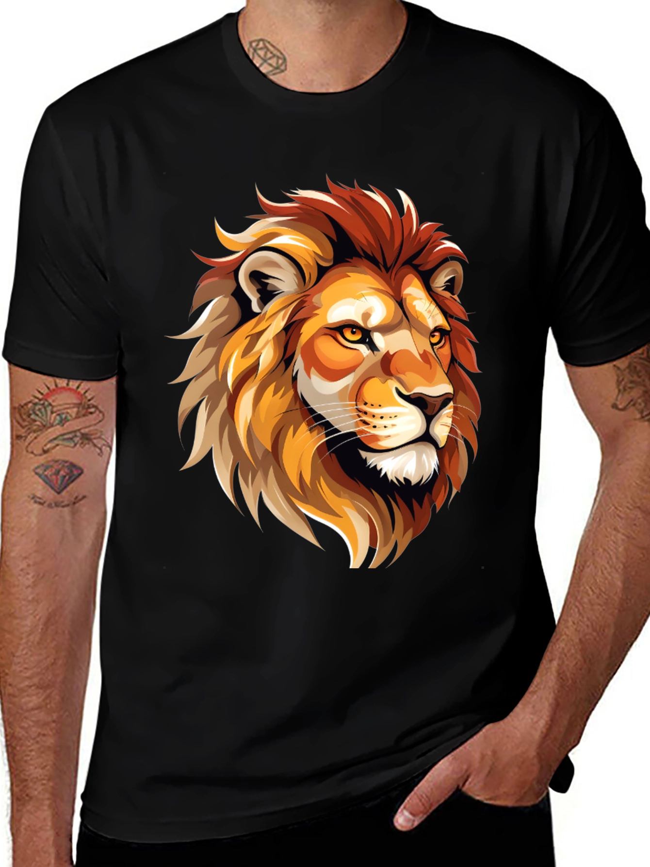 Lion Graphic Tee - Bold Animal Print T-Shirt