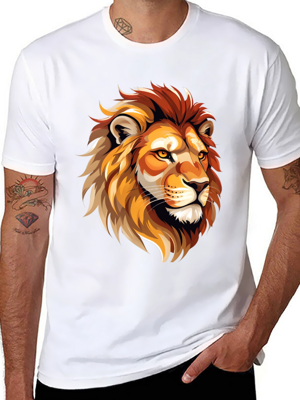 Lion Graphic Tee - Bold Animal Print T-Shirt