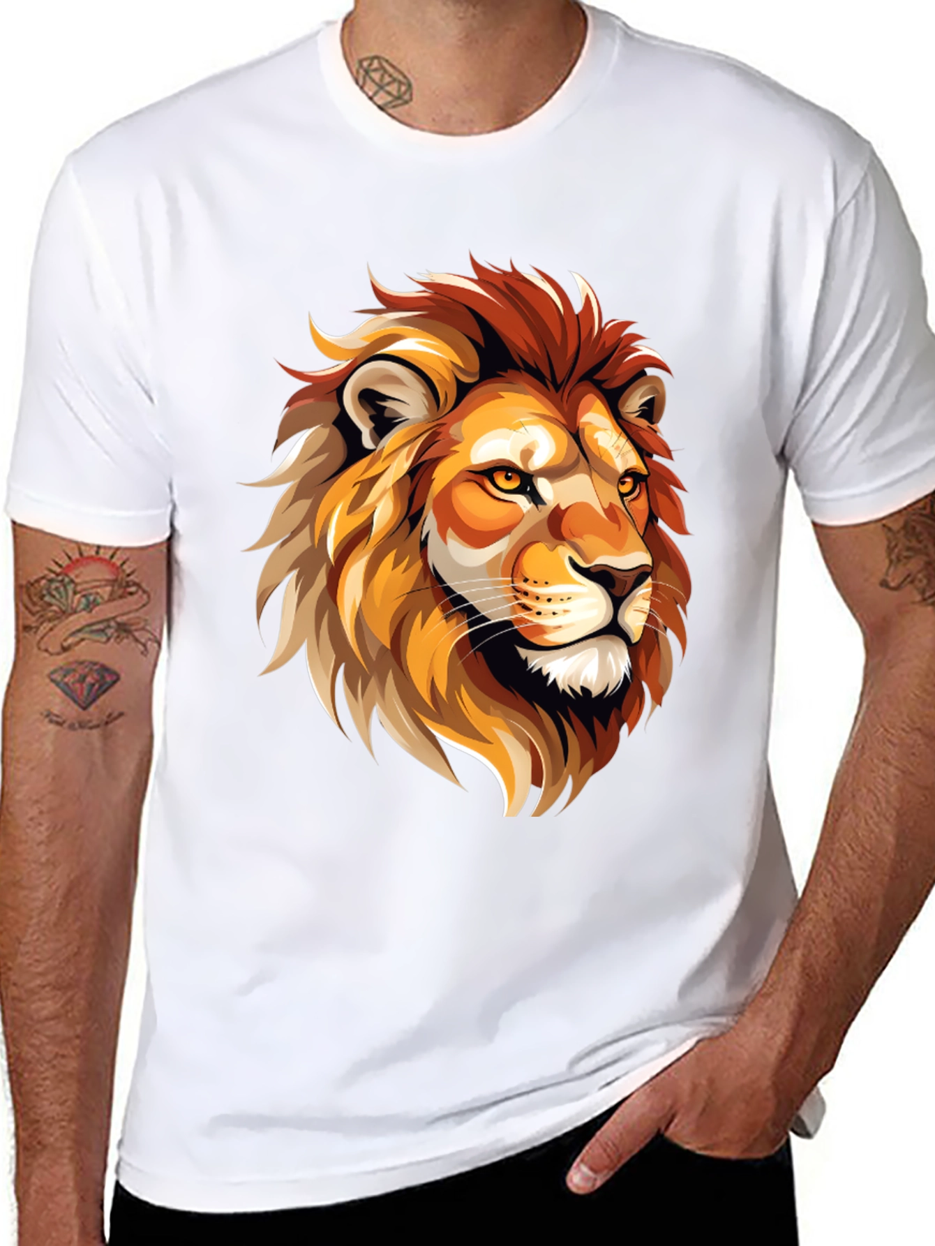 Lion Graphic Tee - Bold Animal Print T-Shirt
