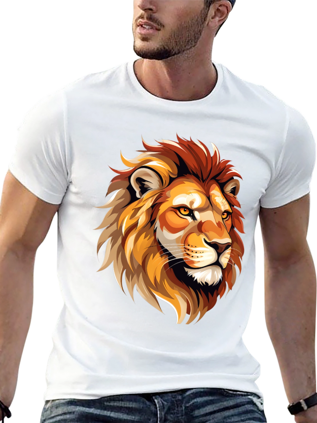 Lion Graphic Tee - Bold Animal Print T-Shirt