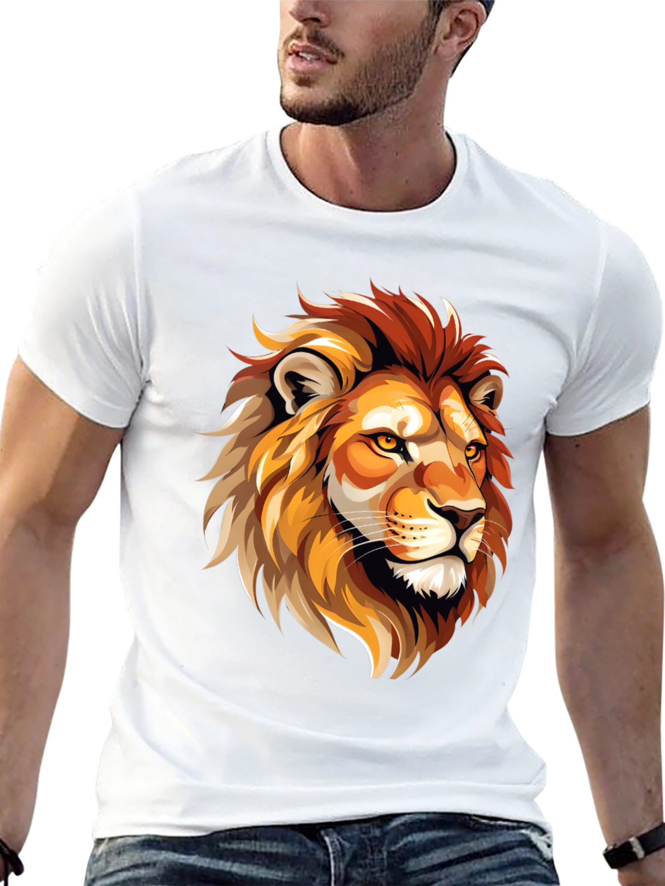 Lion Graphic Tee - Bold Animal Print T-Shirt