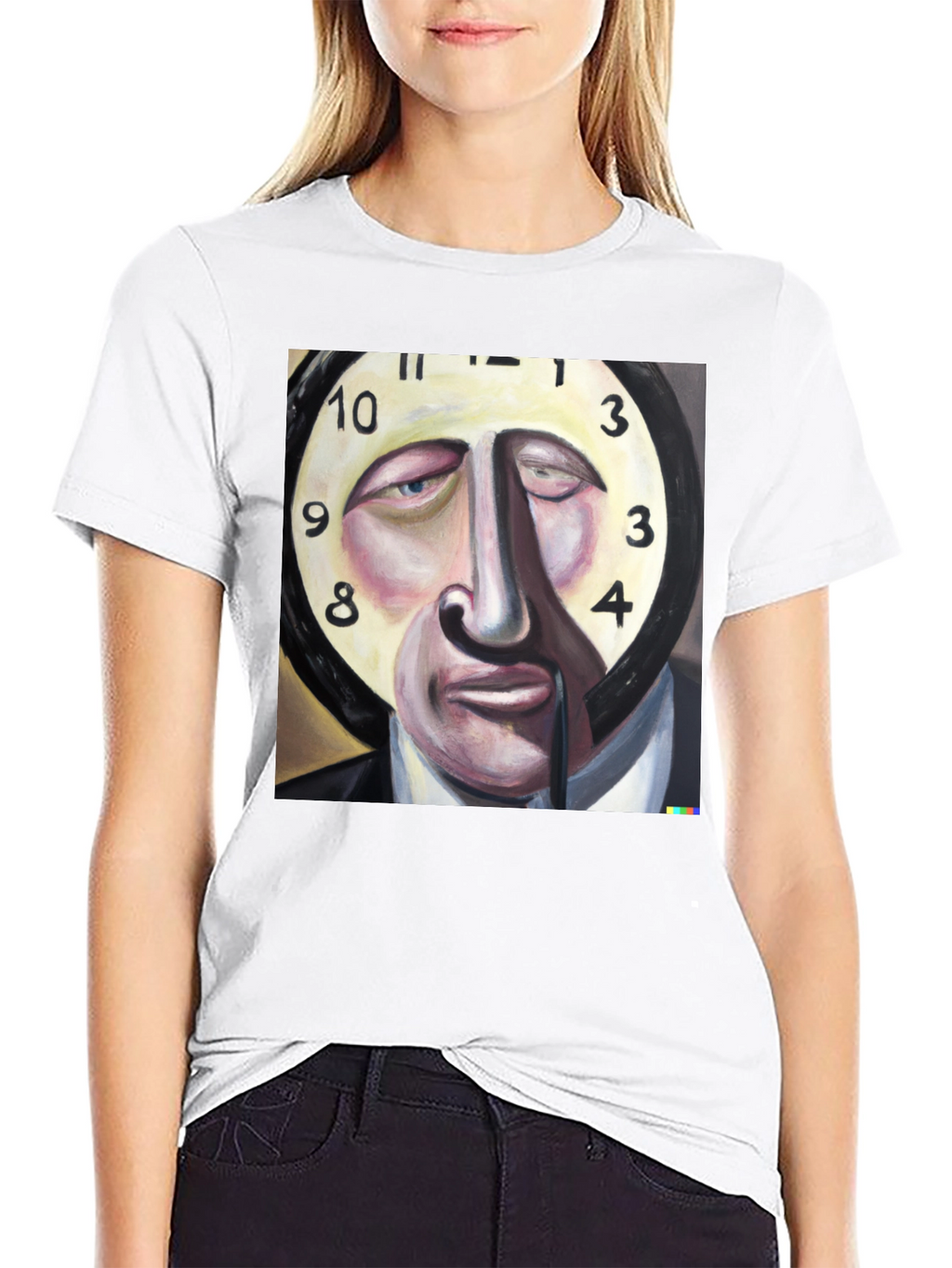 Surreal Clock Face Graphic Tee - Mens Black T-Shirt