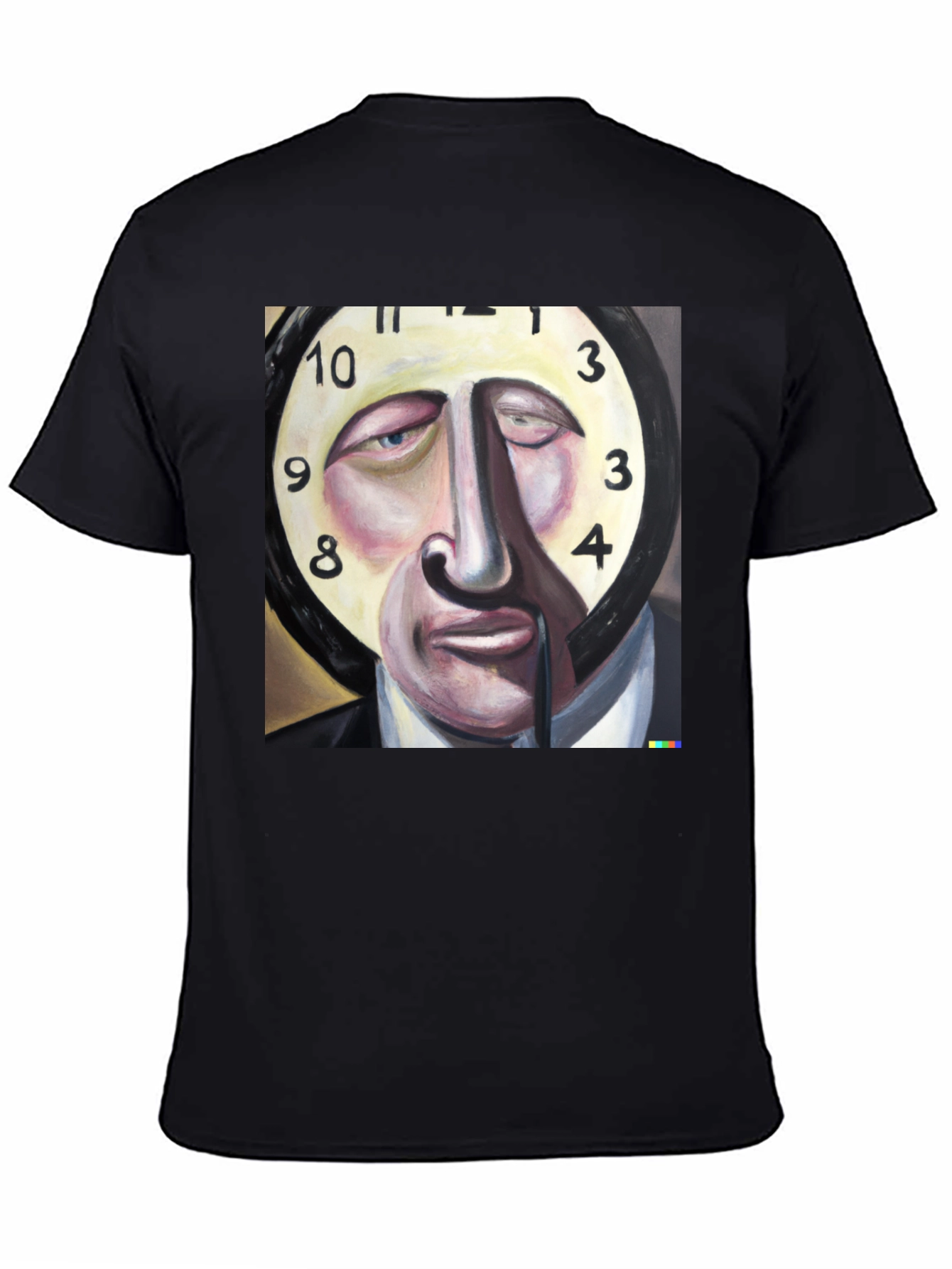 Surreal Clock Face Graphic Tee - Mens Black T-Shirt