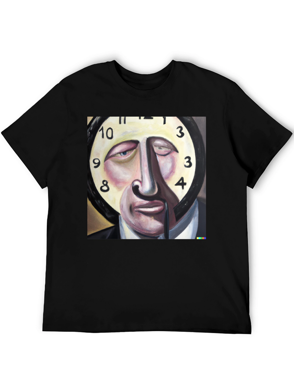 Surreal Clock Face Graphic Tee - Mens Black T-Shirt