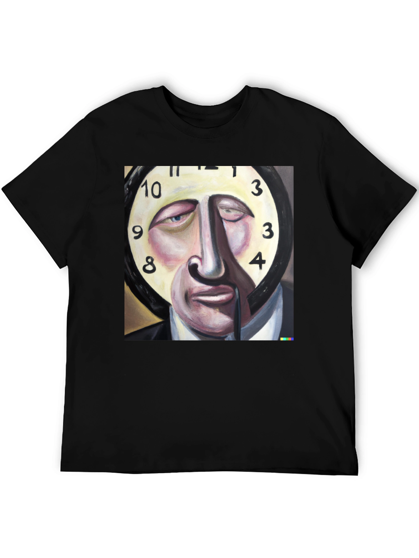 Surreal Clock Face Graphic Tee - Mens Black T-Shirt