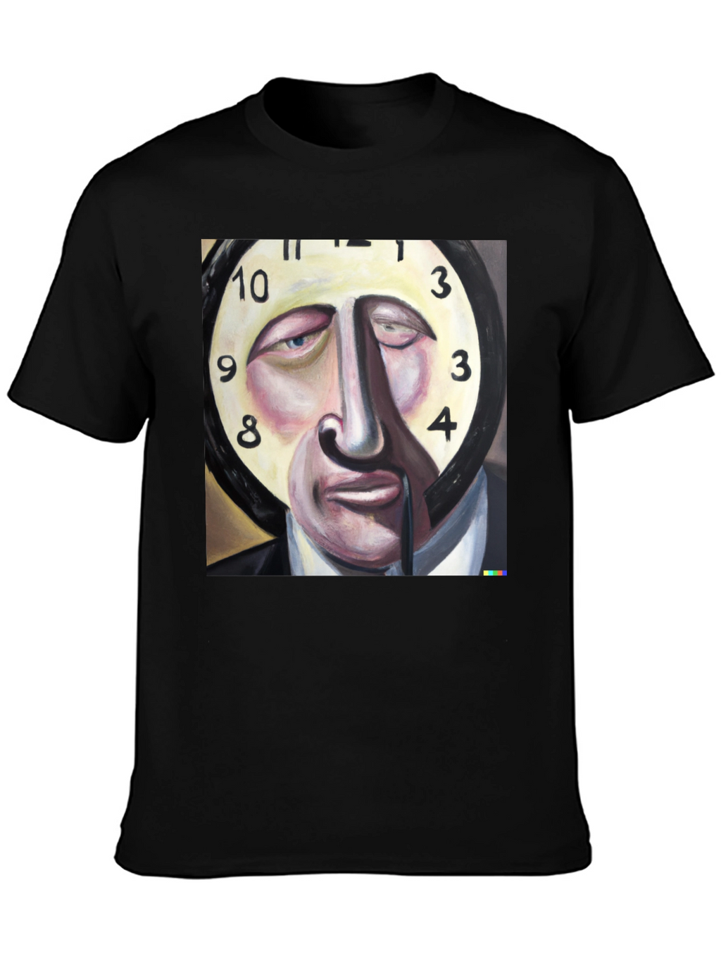 Surreal Clock Face Graphic Tee - Mens Black T-Shirt