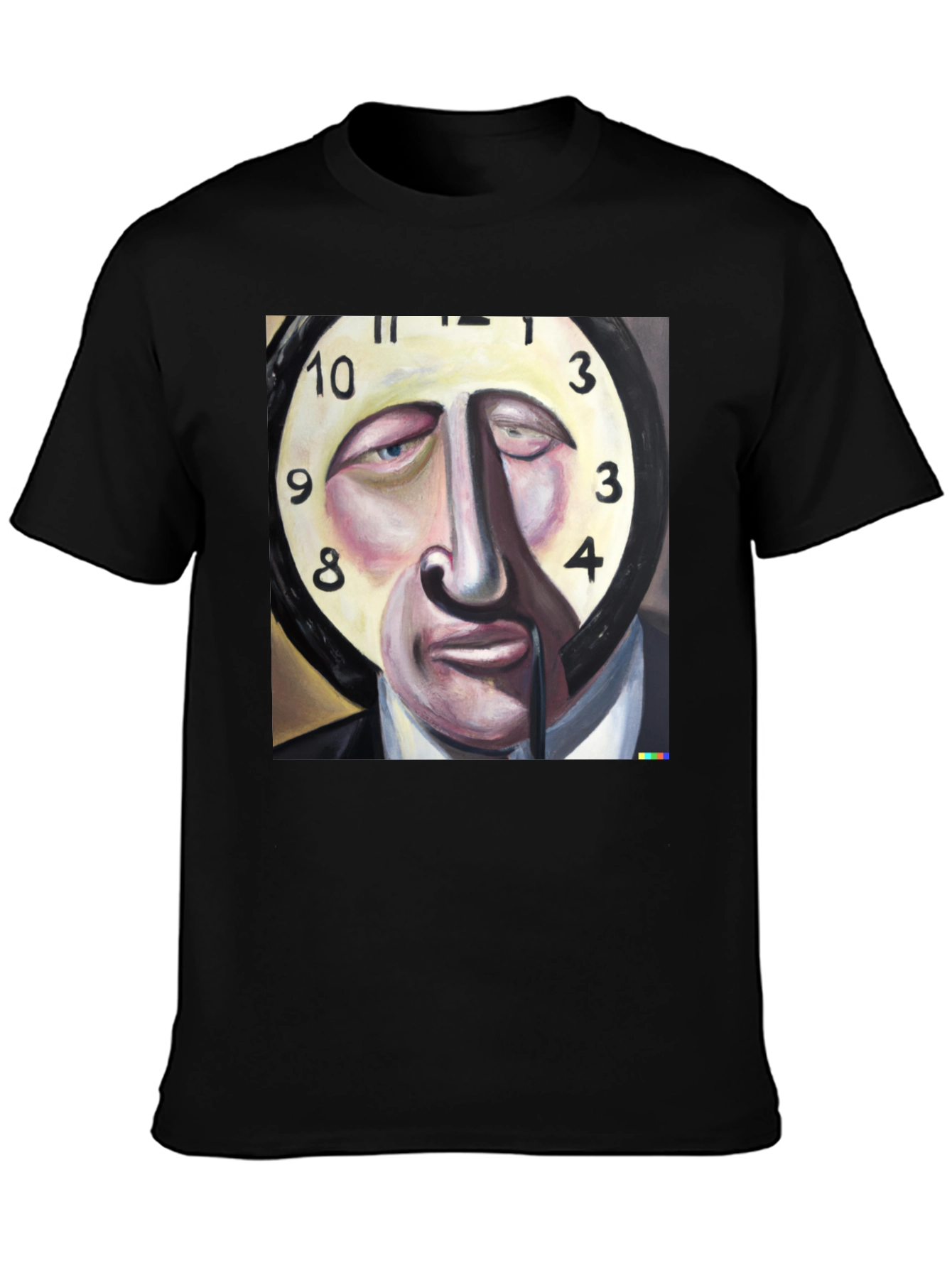 Surreal Clock Face Graphic Tee - Mens Black T-Shirt