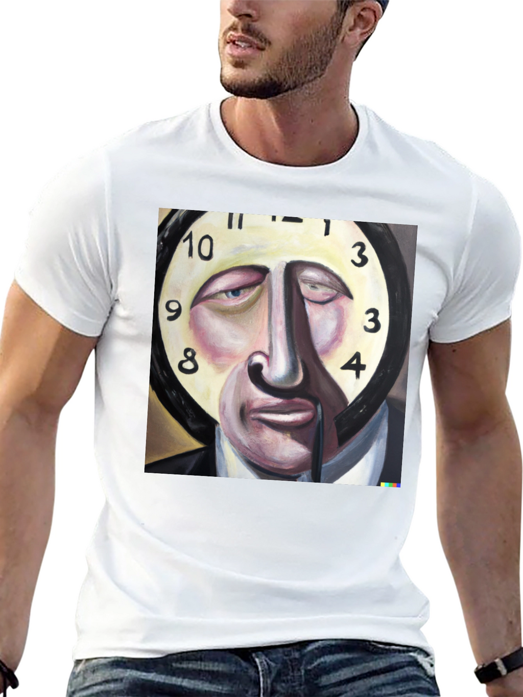 Surreal Clock Face Graphic Tee - Mens Black T-Shirt