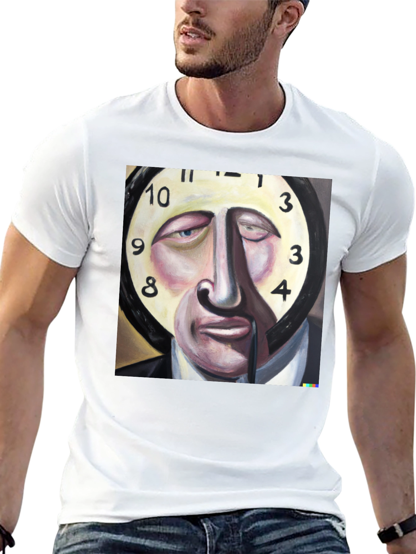 Surreal Clock Face Graphic Tee - Mens Black T-Shirt