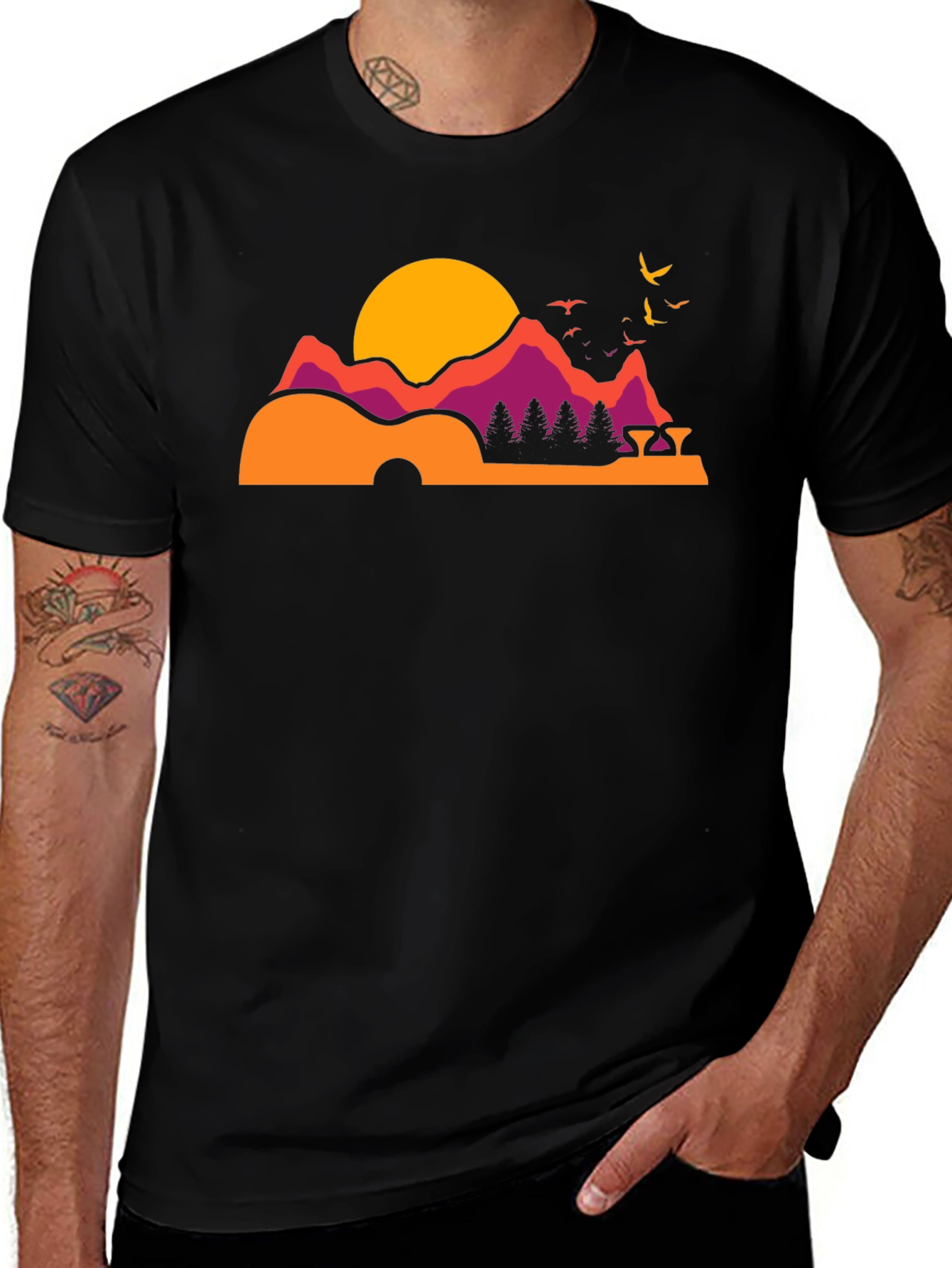 Guitar Mountainscape Graphic Tee