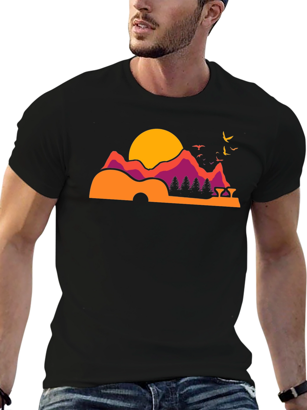 Guitar Mountainscape Graphic Tee
