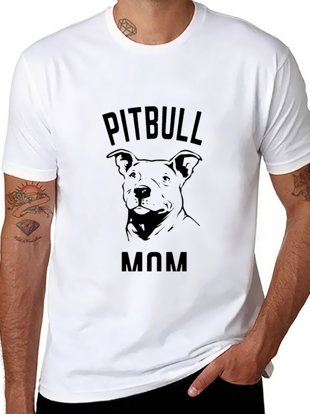 Pitbull Mom Black T-Shirt