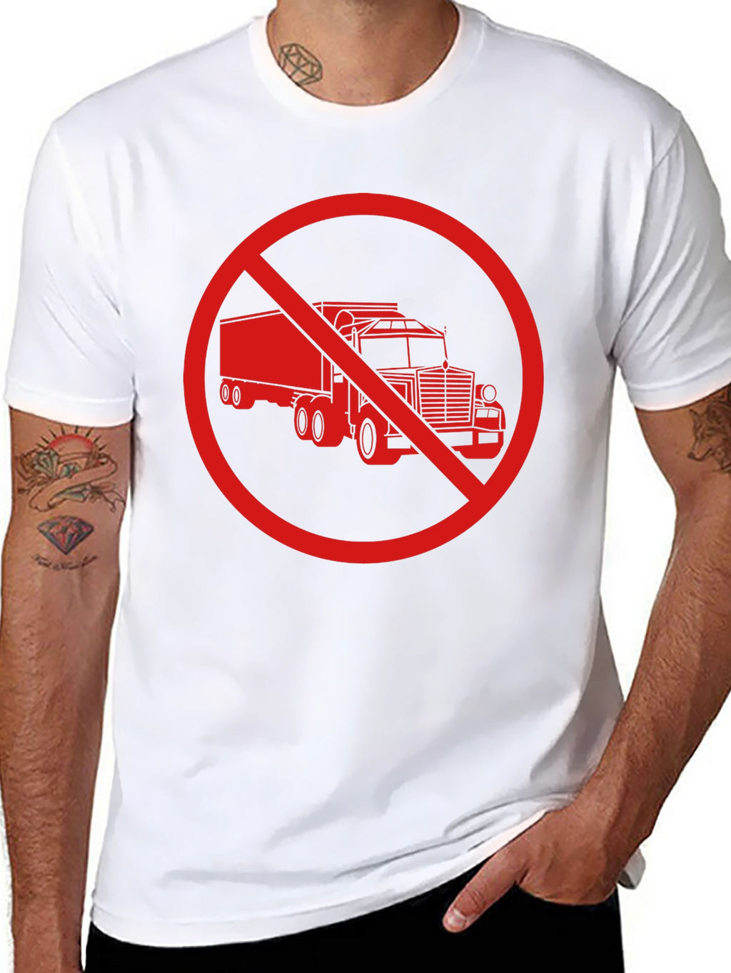 No Trucks Allowed T-Shirt - Black Crew Neck