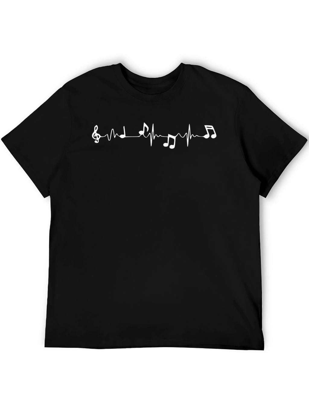 Music Heartbeat Graphic Tee - Black Cotton T-Shirt