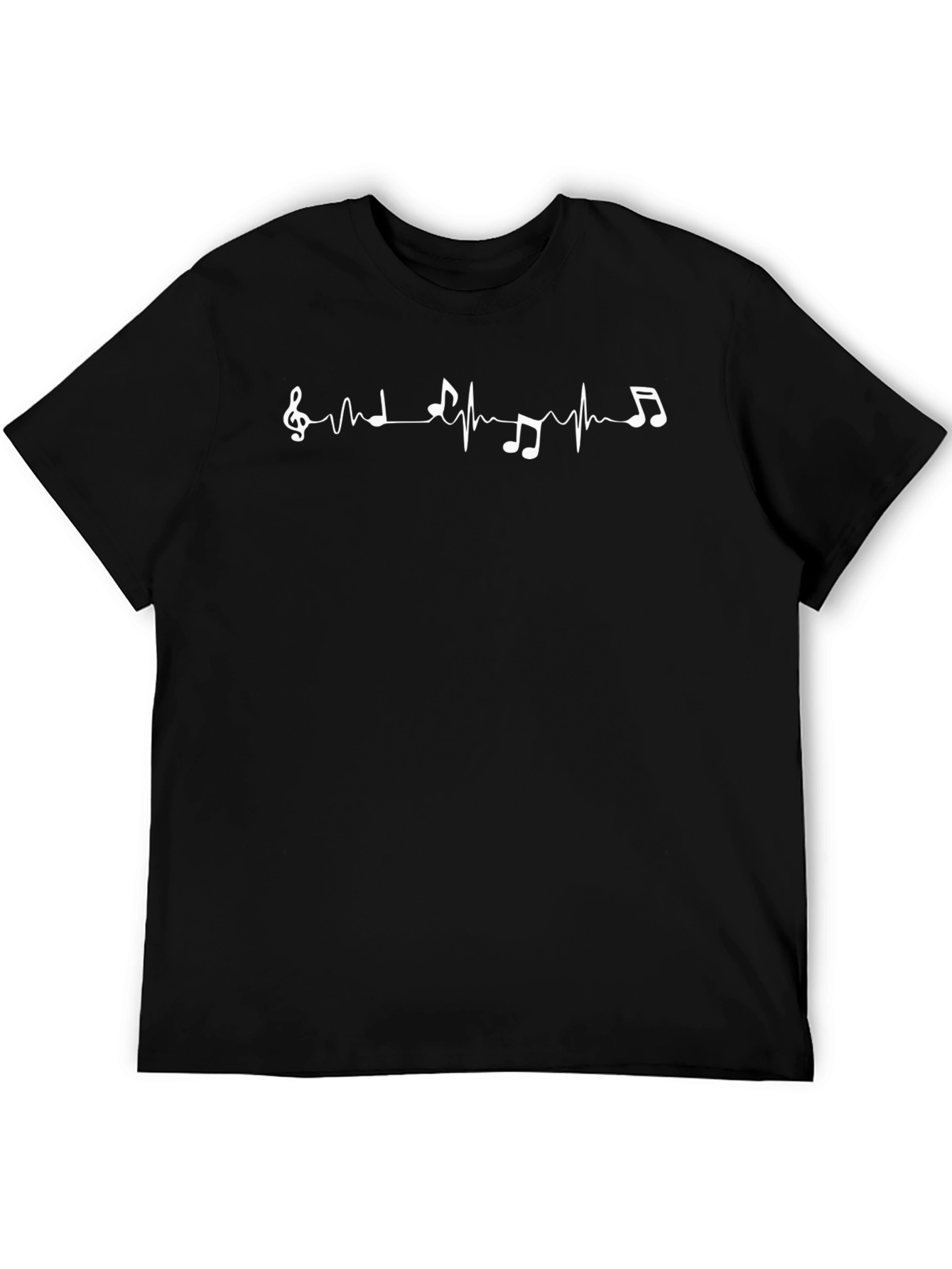 Music Heartbeat Graphic Tee - Black Cotton T-Shirt