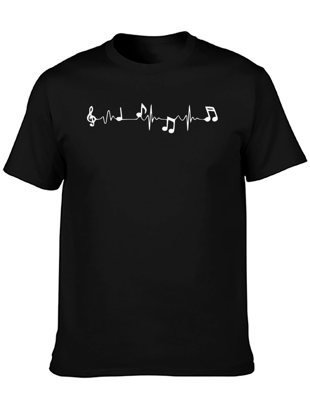 Music Heartbeat Graphic Tee - Black Cotton T-Shirt