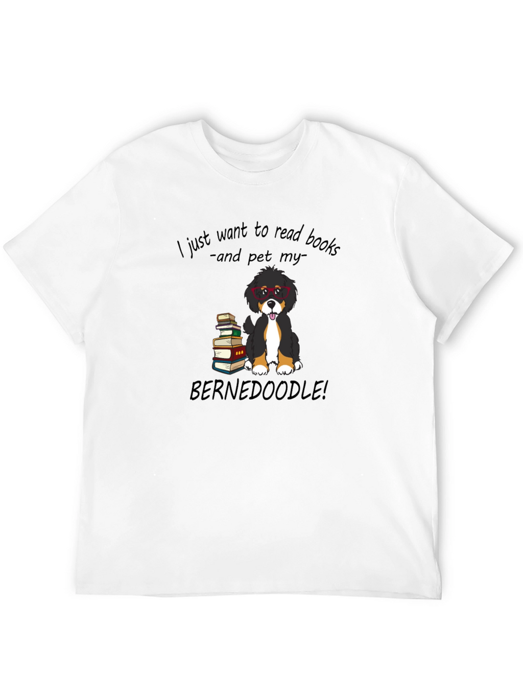 Book Reading Bernedoodle Graphic Tee