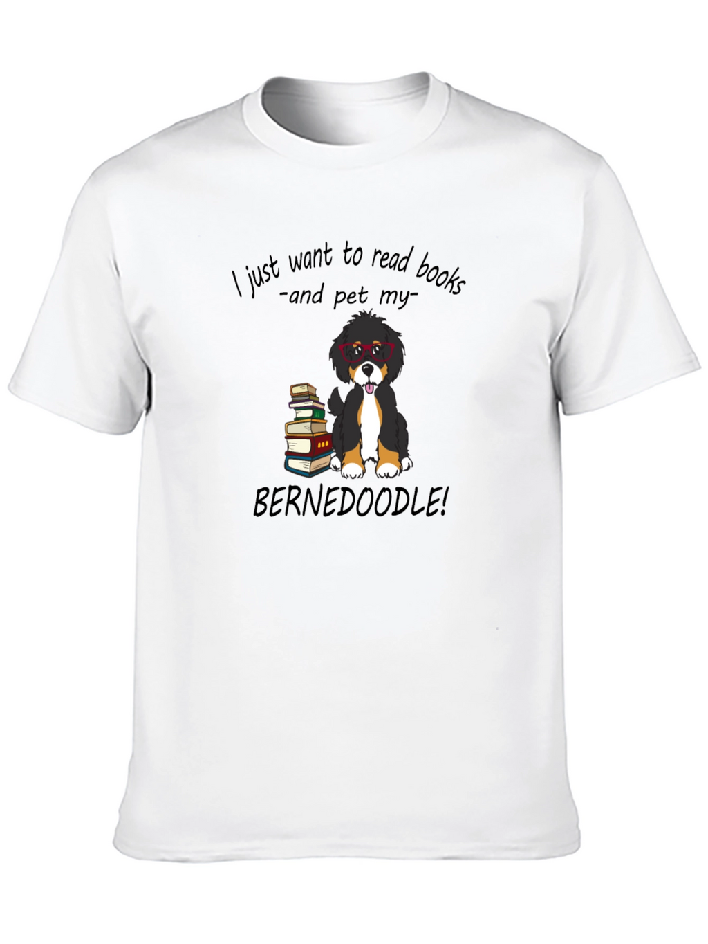 Book Reading Bernedoodle Graphic Tee